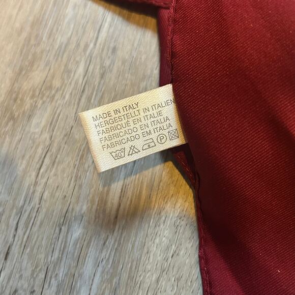 Vintage Italian Baroque Print Scarf Burgundy Gold Equestrian Chain 35x35 - Picture 5 of 7